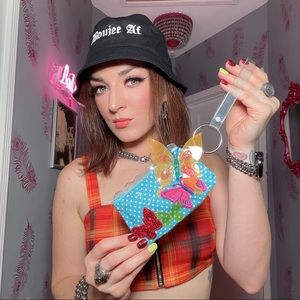 Trans Version Vinyl Butterfly Wristlet